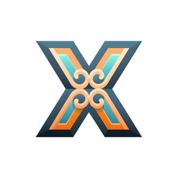 Stylish and Modern Letter X Logo Design with Teal Orange and Gray Color Scheme png