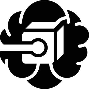 Artificial Intelligence, AI, Blockchain Glyph Solid Icon vector