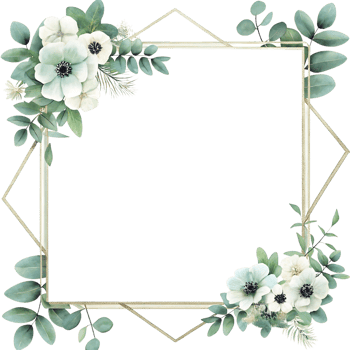Elegant Watercolor Floral Frame with Green Leaves and White Flowers for Wedding Invitation or Greeting Card Design png