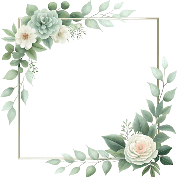 Elegant Square Frame with Watercolor Flowers and Greenery png