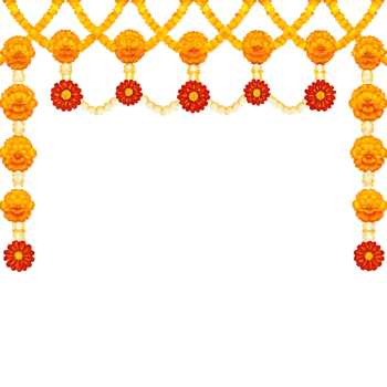 Vibrant Floral Decoration with Marigold and Red Flowers on transparent Background Indian Wedding Festive Ornament png