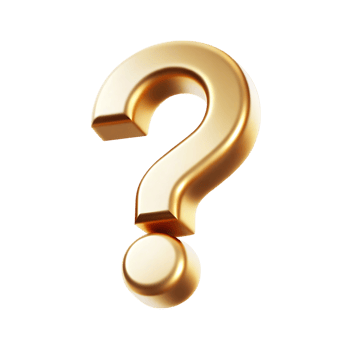 A 3D Render of a Golden Question Mark on a transparent Background png
