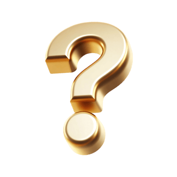 Three Dimensional Golden Question Mark on transparent Background Elegant Design Element png