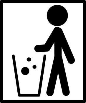 Tidy man in black frame symbol, don't trash icon, keep clean, throw away careful and simple flat symbol for website, mobile, logo, app, UI. Perfect for go green campaign. vector