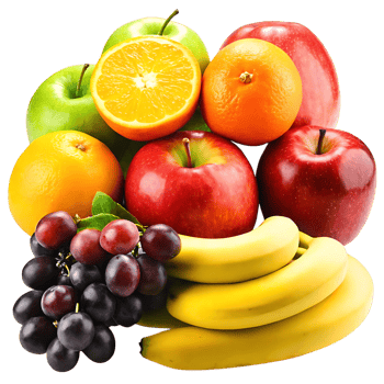 A vibrant collection of fresh fruits including apples oranges bananas and grapes a delightful display of natures goodness png