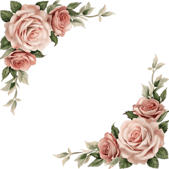 Elegant Corner Floral Arrangement of Blush Pink Roses and Greenery on transparent Background png