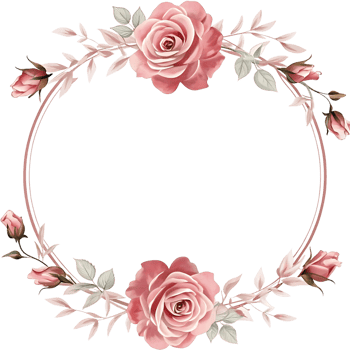 Elegant Pink Rose Wreath Botanical Floral Design Circular Frame png