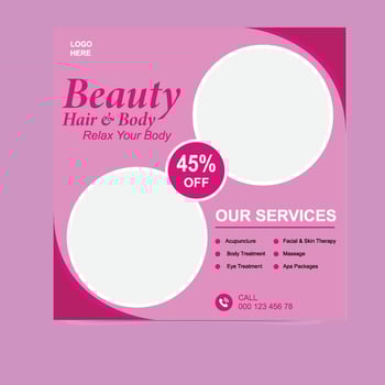 Beauty And Wellness Social Media Design vector
