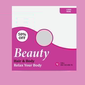 Modern Beauty Salon Social Media Post Templates for Instagram, Facebook vector