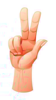 Hand gesture with two fingers raised in sideways pose. Cartoon illustration vector