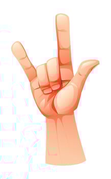 Hand gesture meaning 'I love you' in sign language. Cartoon illustration vector