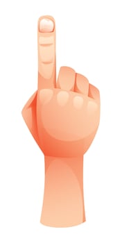 Index finger pointing up. Cartoon illustration vector