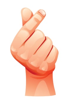 Hand showing Korean finger heart gesture for love and affection. Cartoon illustration vector