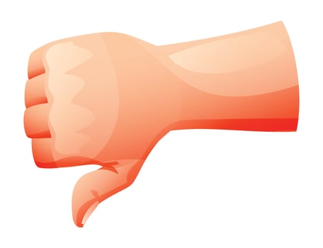 Hand showing thumbs down from side view. Cartoon illustration vector