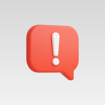 A bold red speech bubble with an exclamation mark for alerts. vector