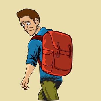 Burdened Man Carrying a Heavy Backpack Illustration vector