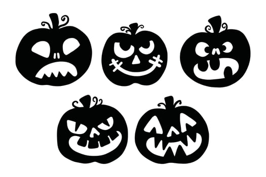 Halloween Pumpkin Face Pack Scary Expressions vector