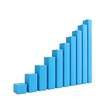 Ascending blue bar graph, growth chart, success concept png