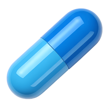 Single blue capsule pill isolated png
