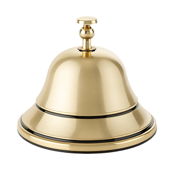 Shiny gold service bell, isolated png