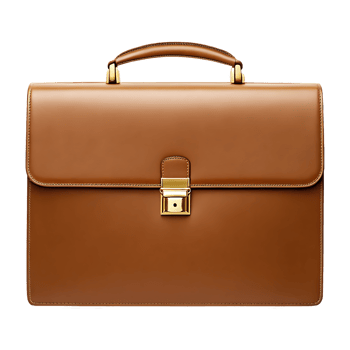 Brown leather briefcase isolated png
