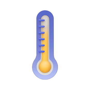 3D render of a thermometer showing moderate temperature. png