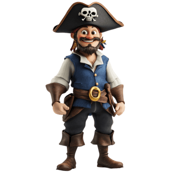 Stylized cartoon pirate character with a jovial expression and nautical attire png