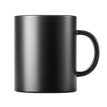 Black matte mug, blank template for design png