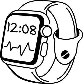 Health tracker watch icon in hand drawn style vector