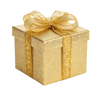 A gold gift box with a golden ribbon. Perfect for holidays, birthdays, or celebrations. png