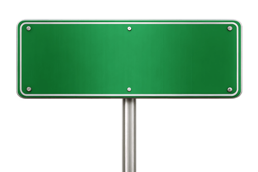 Blank green road sign, isolated png