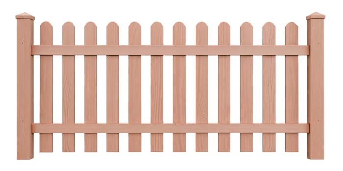 Wooden picket fence section, isolated png