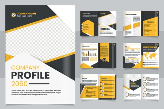 Corporate brochure design, Brochure Design Showcasing Company Profile and Services for 2050 Business Vision vector