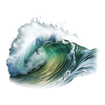 Majestic Ocean Wave Crashing Isolated on transparent Background Showing Incredible Detail and Texture png