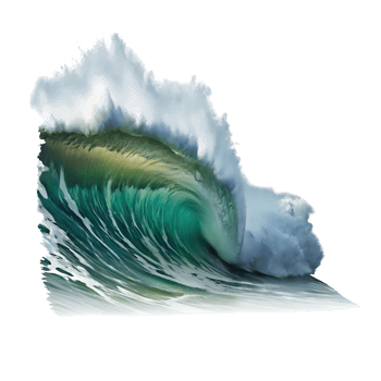 Majestic Ocean Wave Isolated on transparent Background A Stunning Teal Green Barrel Wave Crashing with White Water Spray png