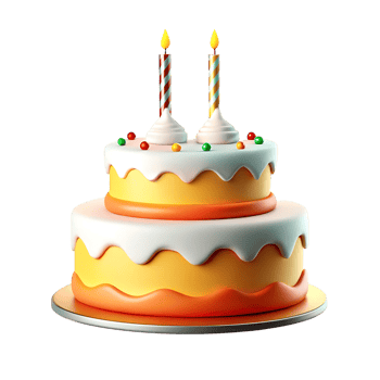 Delicious Two Layered Birthday Cake with Colorful Candles and Sprinkles png