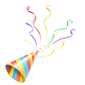 Colorful Party Popper with Confetti and Ribbons Exploding Celebration Festive Fun png