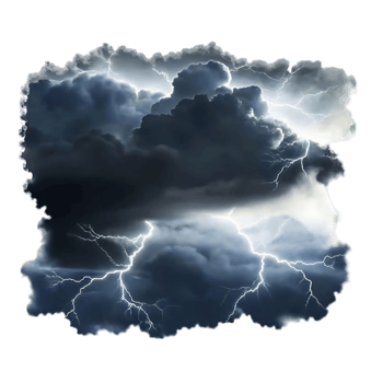 Dramatic Thunderstorm Cloudscape with Intense Lightning Bolts png
