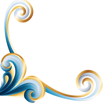 Abstract Corner Design with Swirling Blue and Gold Elements png