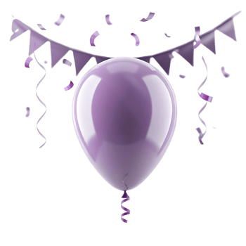 Purple Balloon with Confetti and Bunting for a Festive Celebration png