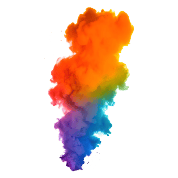 Abstract Rainbow Ink Cloud Splash on transparent Background Artistic Design Element png