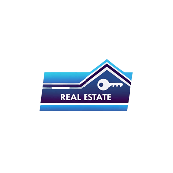 Modern Real Estate Logo Design with Key and House Icon Gradient Blue and Purple Color Scheme png