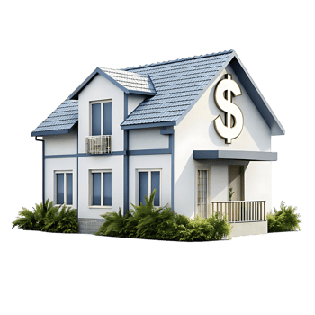 Luxury House Investment Real Estate Property Home For Sale Dollar Sign Symbol Residential Building Architecture Design 3D Render png
