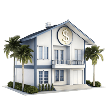 Luxury Dream Home Investment Property with Palm Trees and Dollar Sign png
