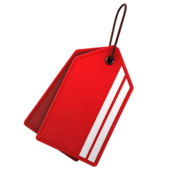 Red Tag with White Stripes on transparent Background 3D Render png