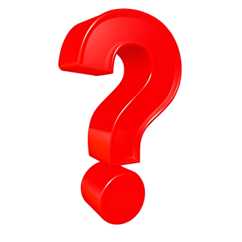 A large red three dimensional question mark on a transparent background png