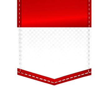 Red and White Blank Label Tag with Stitching Detail Perfect for Branding and Design Projects png