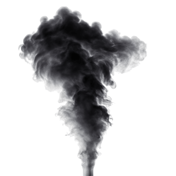 Abstract grayscale of a swirling smoke plume against a transparent background a billowing cloud of smoke rising png