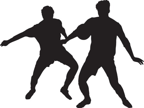 Soccer players in action silhouette. vector