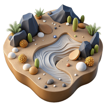 serene artistic Drought Affected Landscape Top View Cutout exclusive png